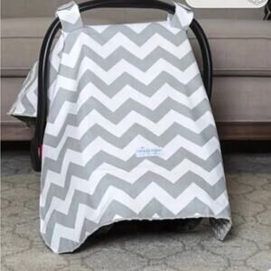 Soft Carseat Canopy Gray White Chevron Stripe Warm Baby Car Seat Cover